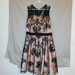The Limited Black and Pink Sleeveless Lace Dress Size 14